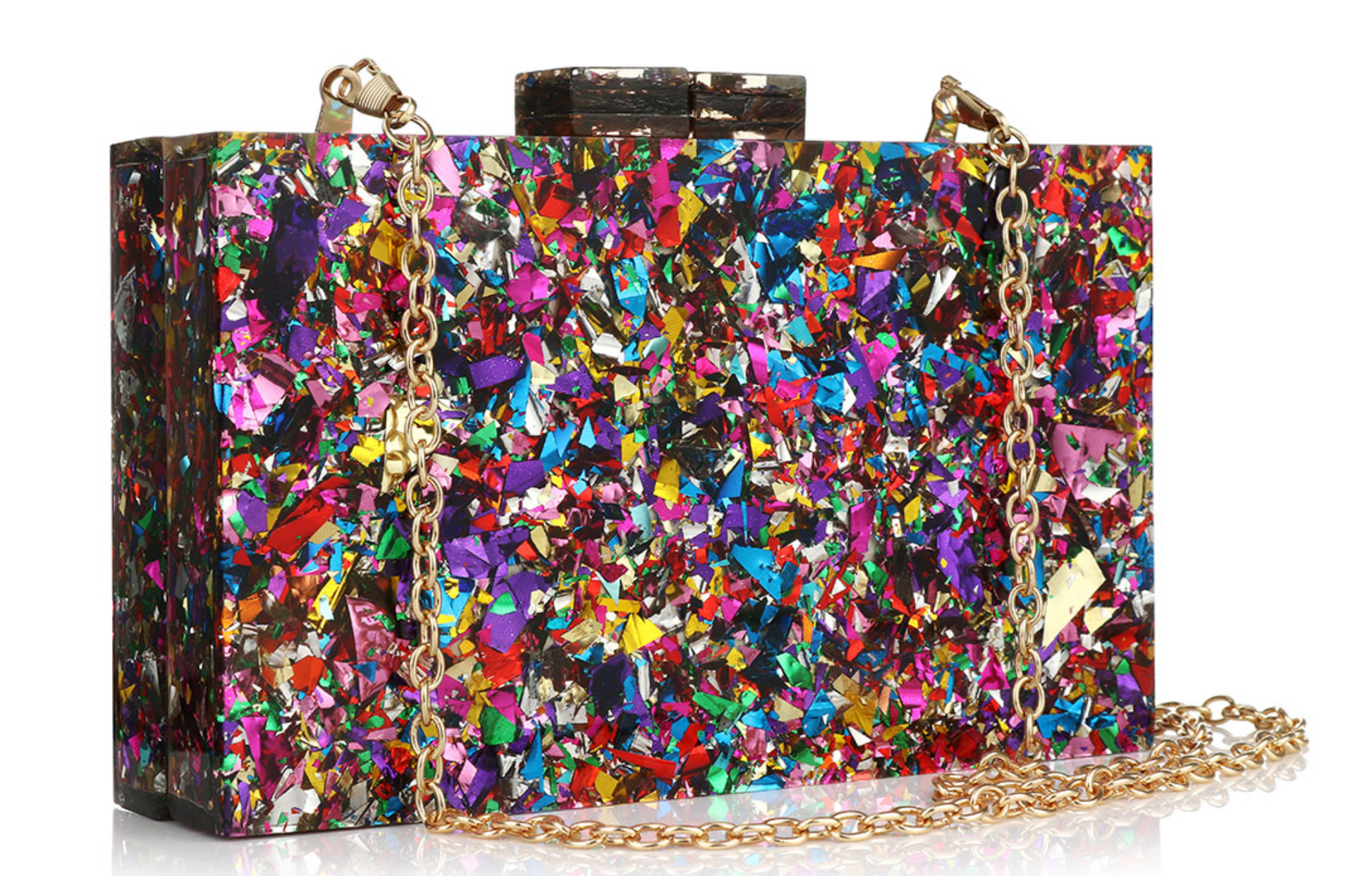 Multicolor Box Clutch Crossbody Handbag