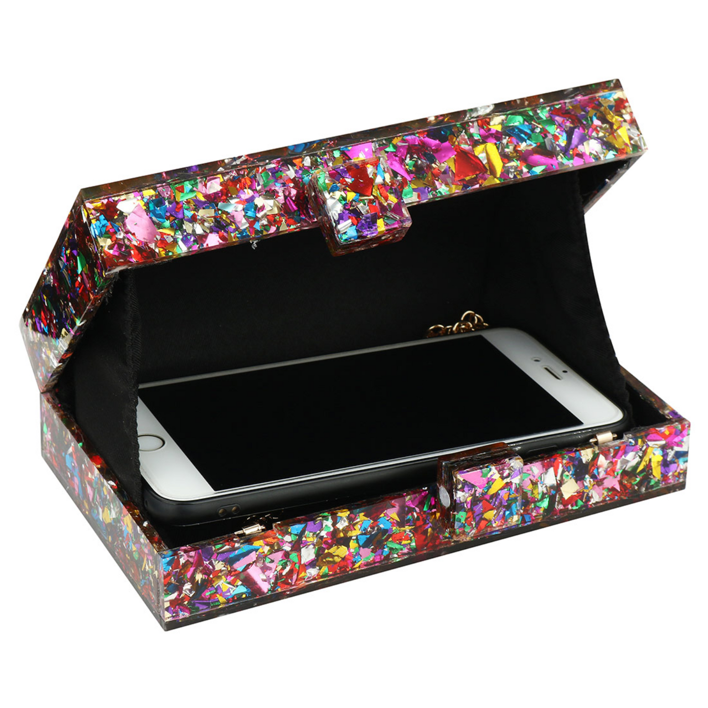 Multicolor Box Clutch Crossbody Handbag