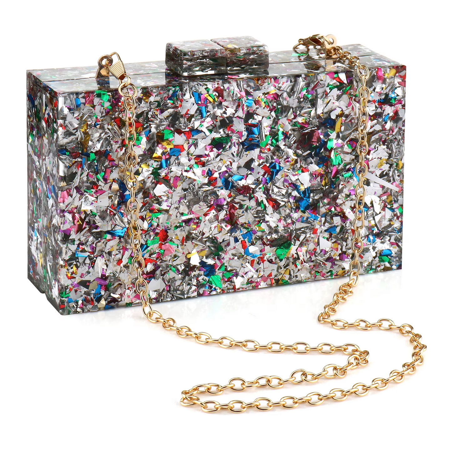 Multicolor Box Clutch Crossbody Handbag