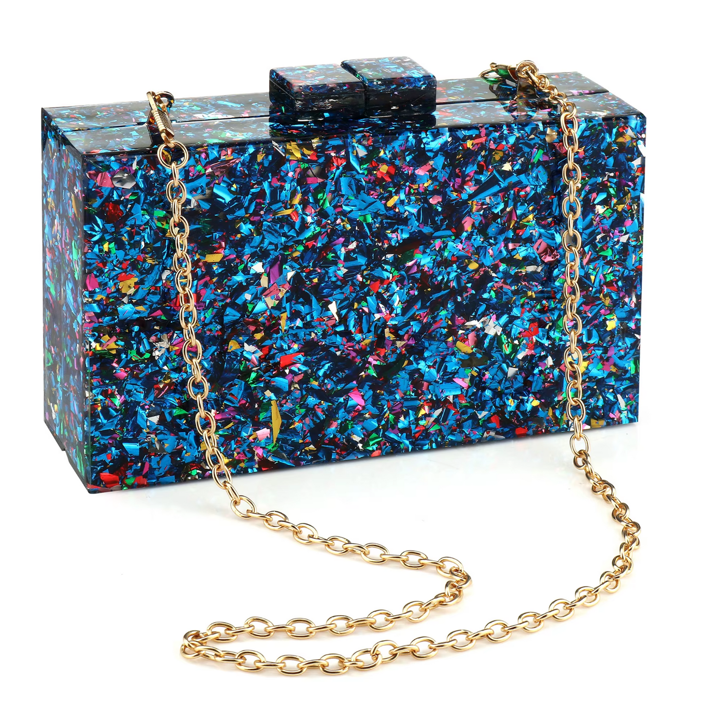 Multicolor Box Clutch Crossbody Handbag