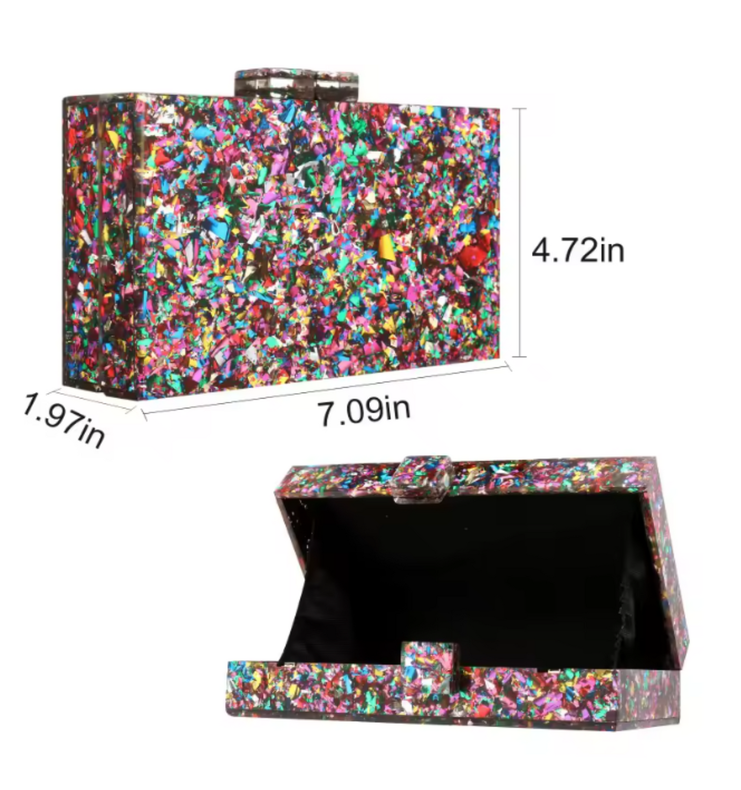 Multicolor Box Clutch Crossbody Handbag