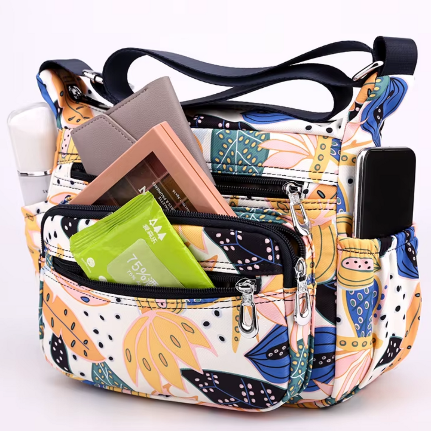 Nylon Flower Dumpling Type Shoulder Crossbody Bag - Lily Bloom