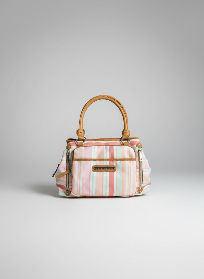 Pastel Stripe Multi Pocket Purse