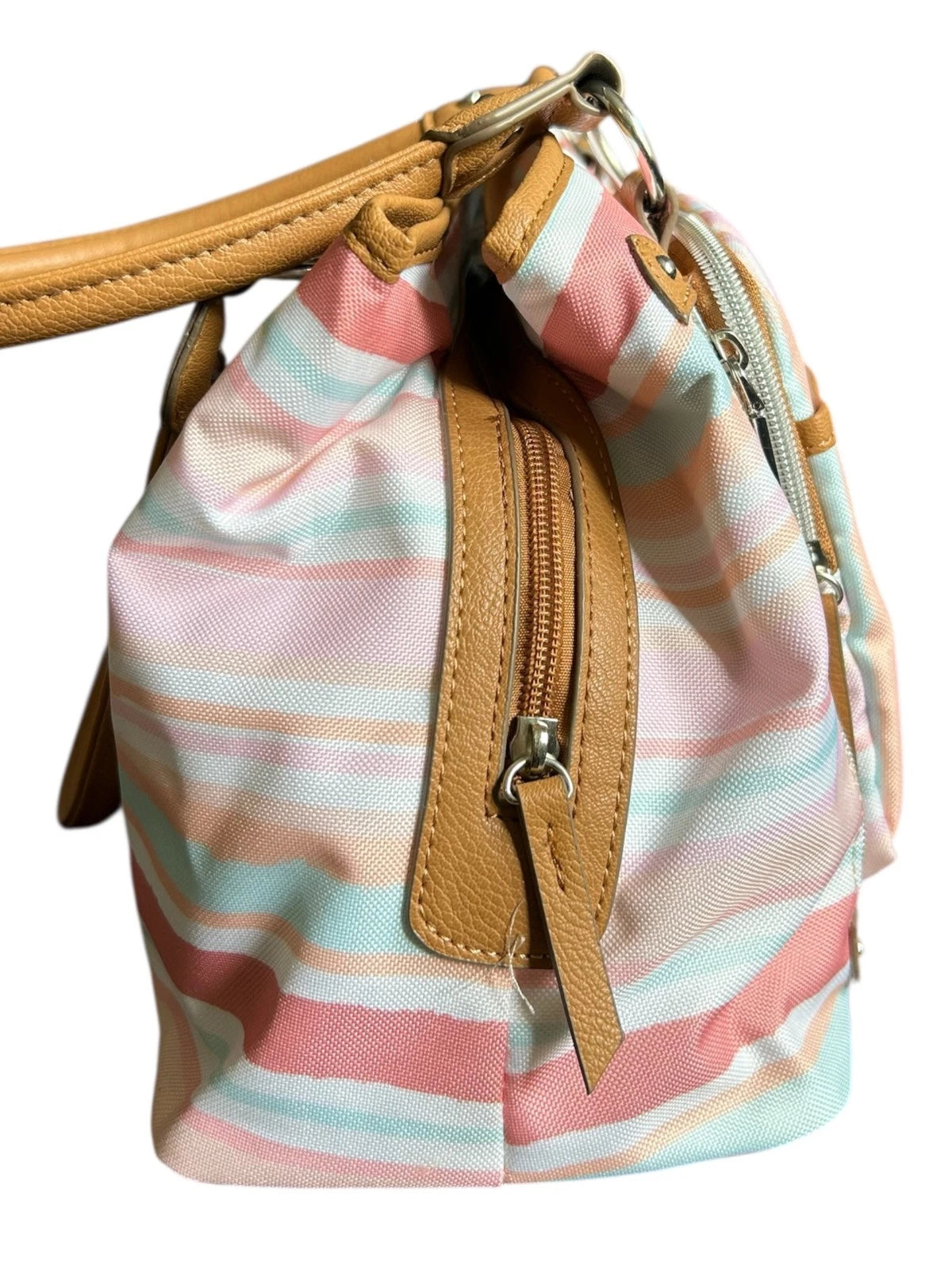 Pastel Stripe Multi Pocket Purse