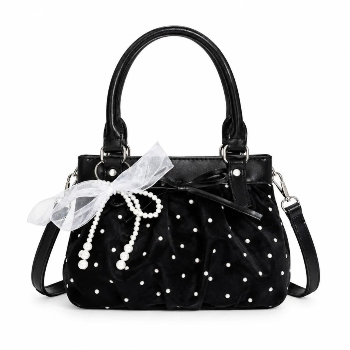 Polka Dot Bow Vegan Leather Crossbody