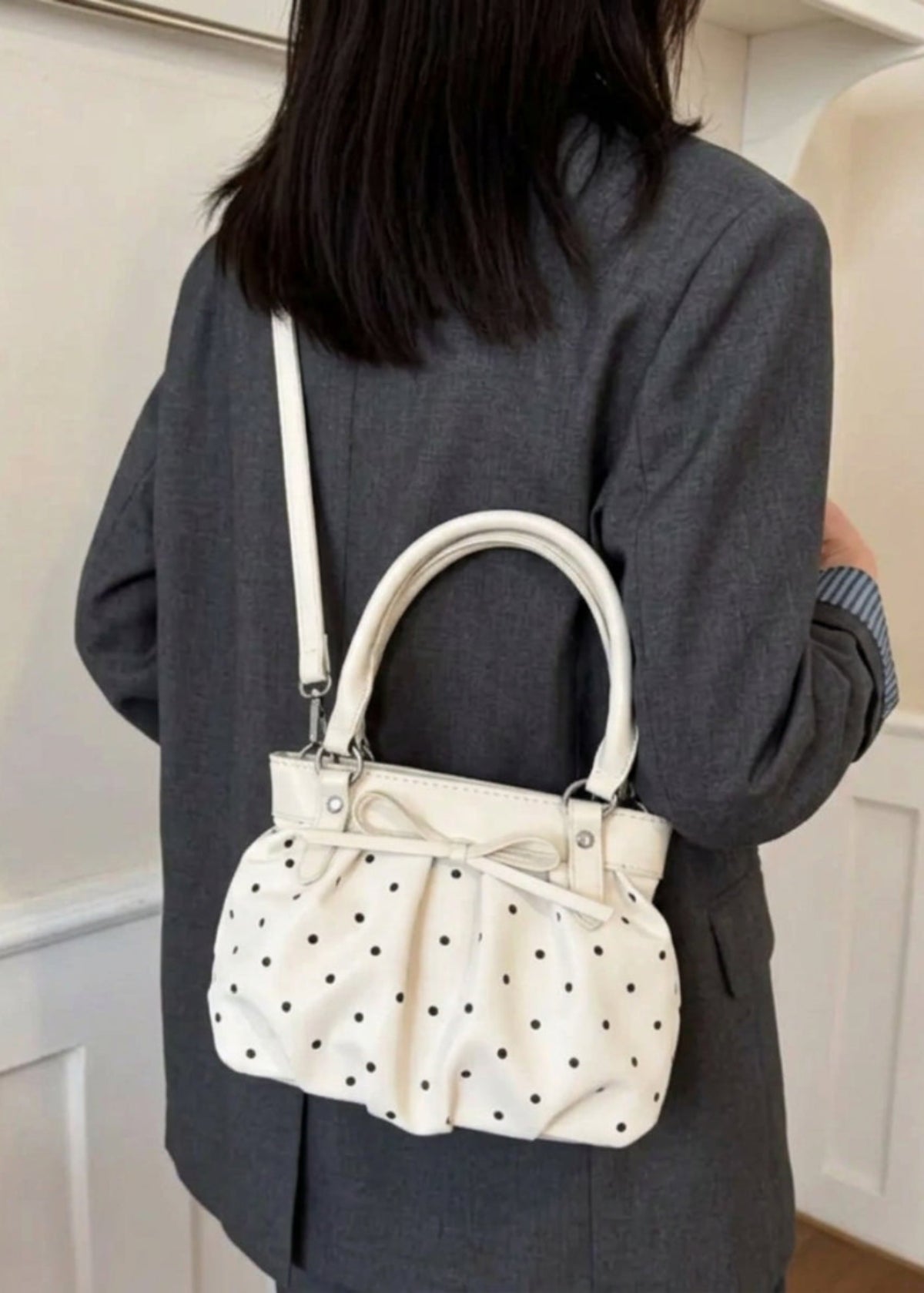 Polka Dot Bow Vegan Leather Crossbody