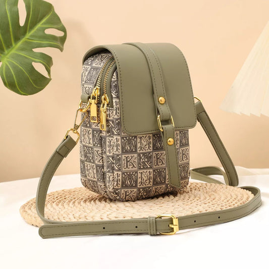 Printed Vegan Leather Flap Crossbody Bag