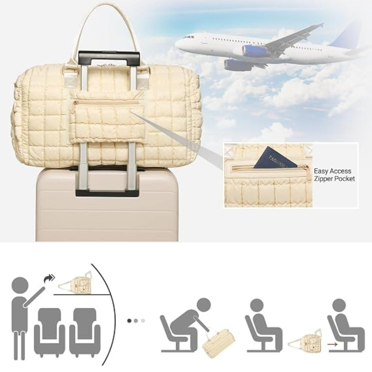 Puffer Quilted Weekender Duffle Bag