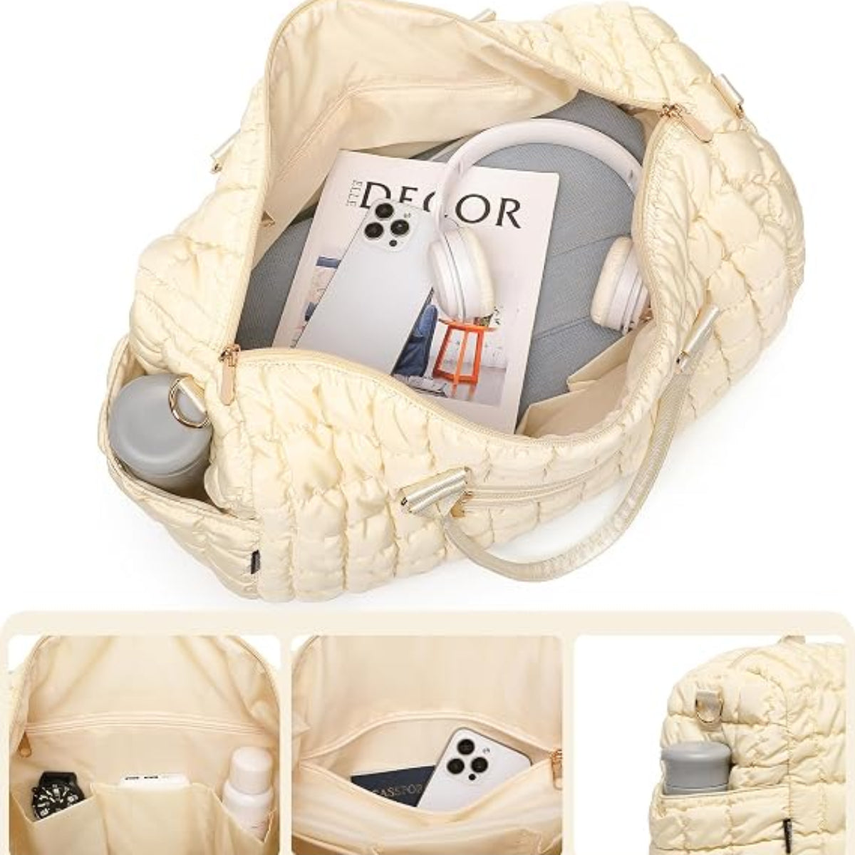 Puffer Quilted Weekender Duffle Bag