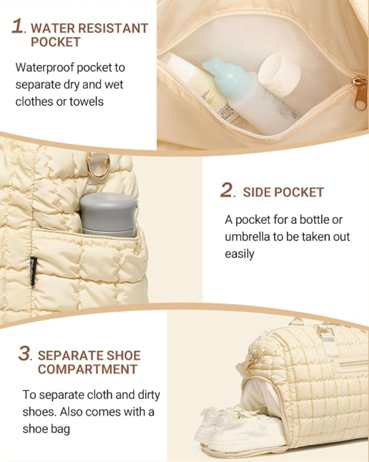 Puffer Quilted Weekender Duffle Bag