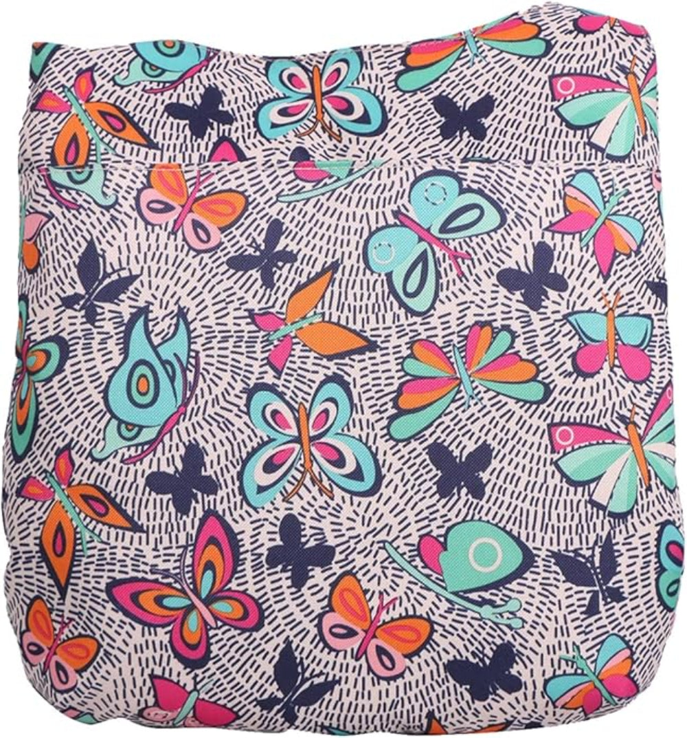 Multicolored butterfly pattern on a white background