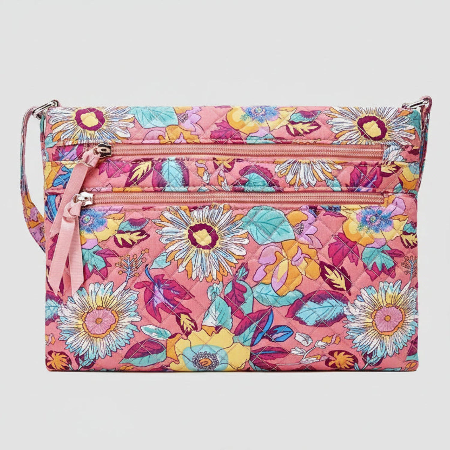 Cotton Quilted Multi-zipper Crossbody Purse | Lily Bloom