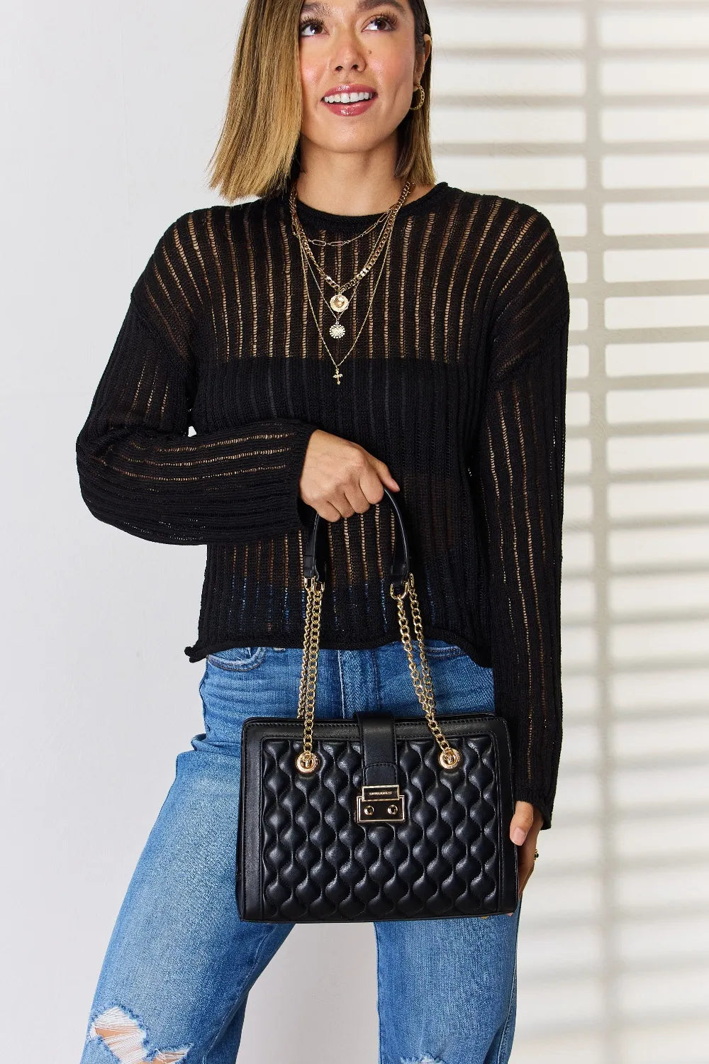 Quilted Vegan Leather Handbag | Lily Bloom