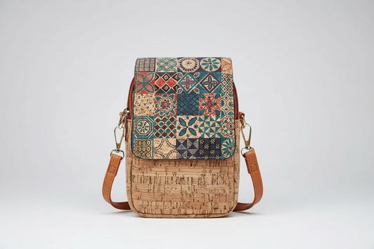 Retro Bark Pattern Floral Crossbody Bag with Magnetic Buckle