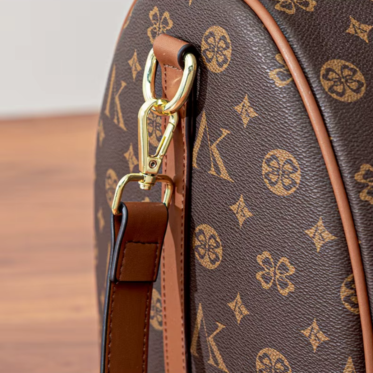 Retro Floral Vegan Leather Large Tote Shoulder Bag