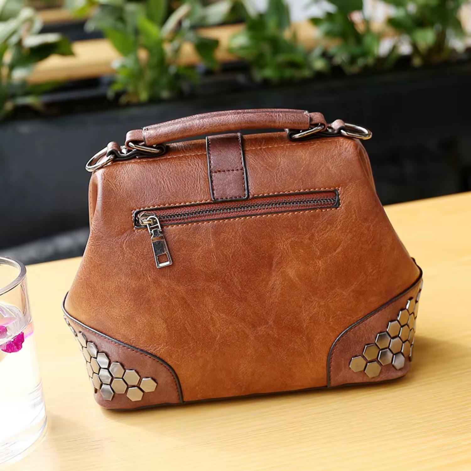 Rivets Leather Cross-body Shoulder Bag