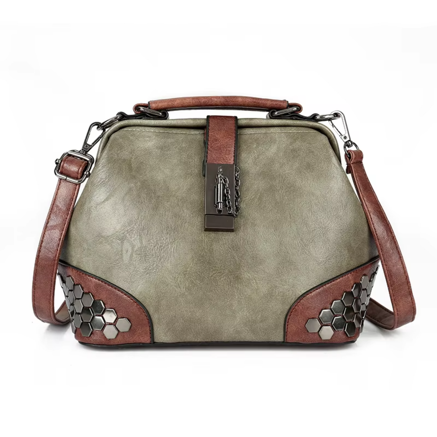 Rivets Leather Cross-body Shoulder Bag