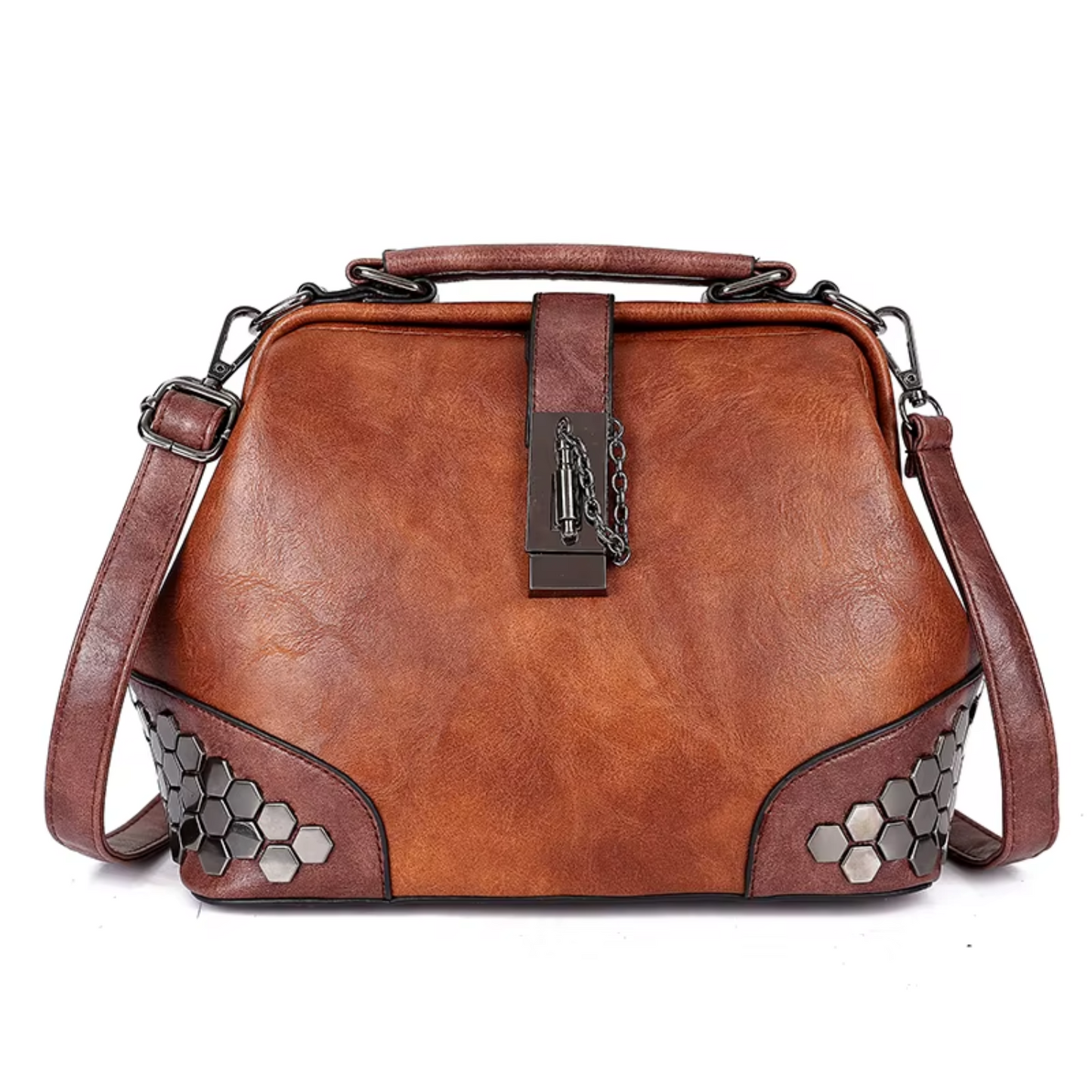 Rivets Leather Cross-body Shoulder Bag