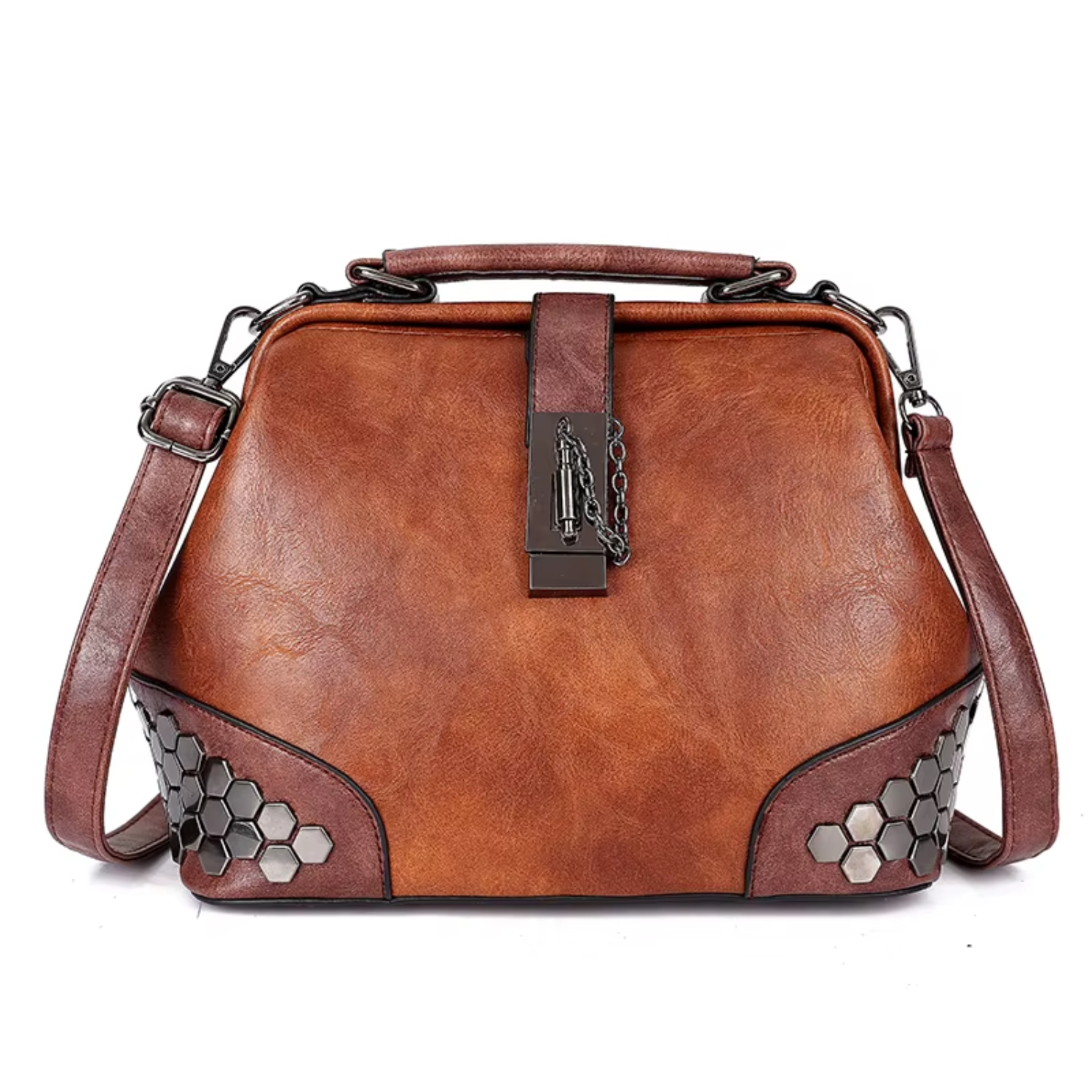 Rivets Leather Cross-body Shoulder Bag