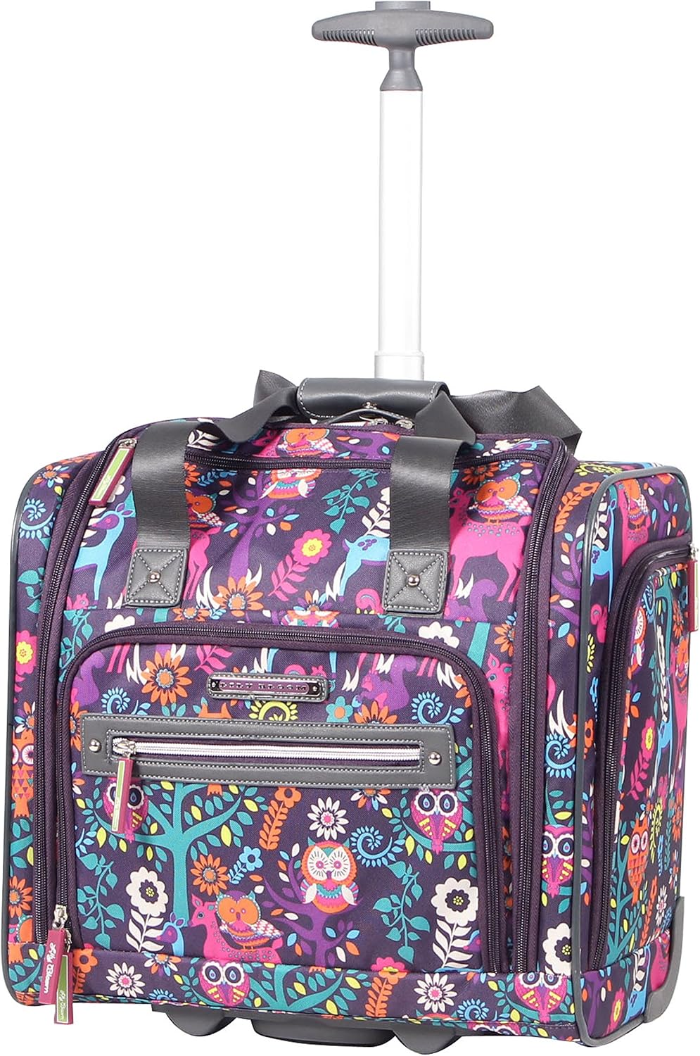 Designer 15 Inch Carry On Travel Luggage Lightweight Rolling Suitcase Bag - Lily Bloom