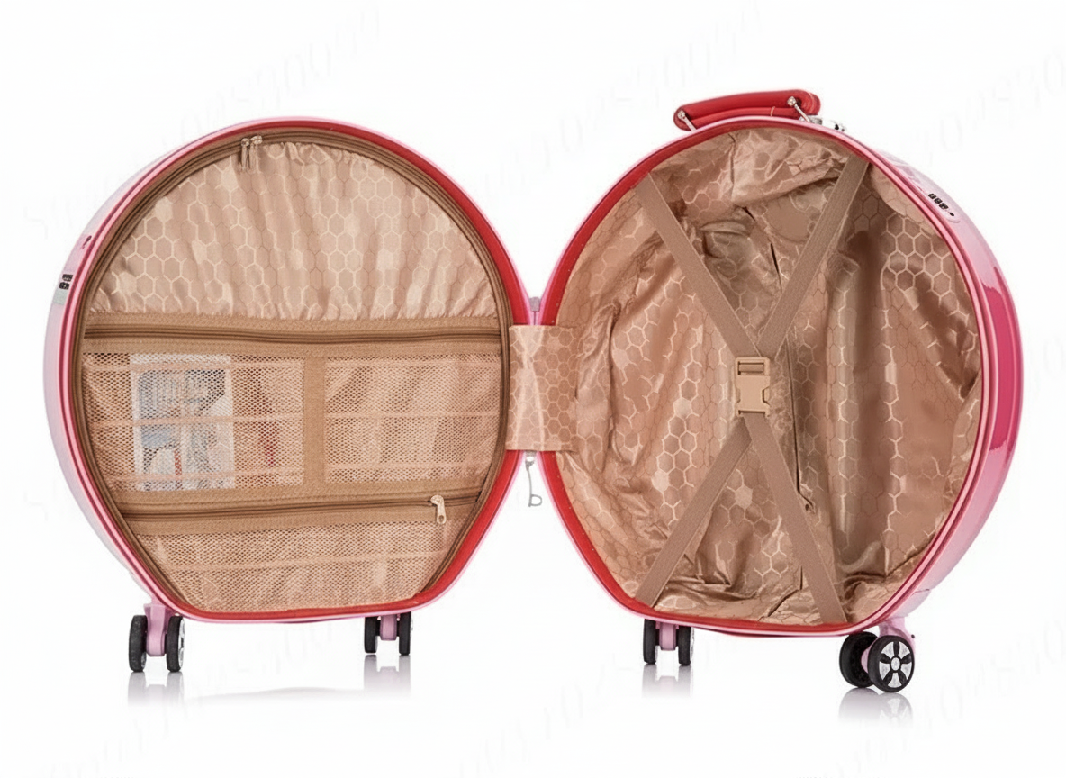 Round Travel Suitcase Trolley with Wheels & Matching Shoulder Bag Set