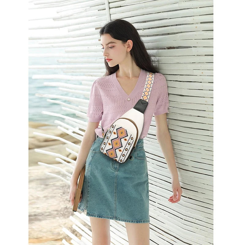 Geometric Wide Strap Crossbody Bag