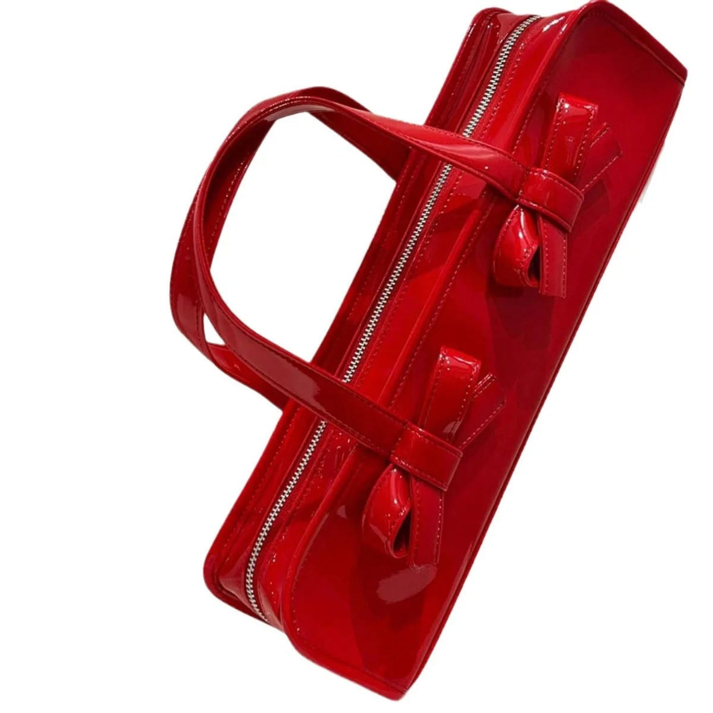 Spicy Girl Lacquer Vegan Leather Square Bow Handbag