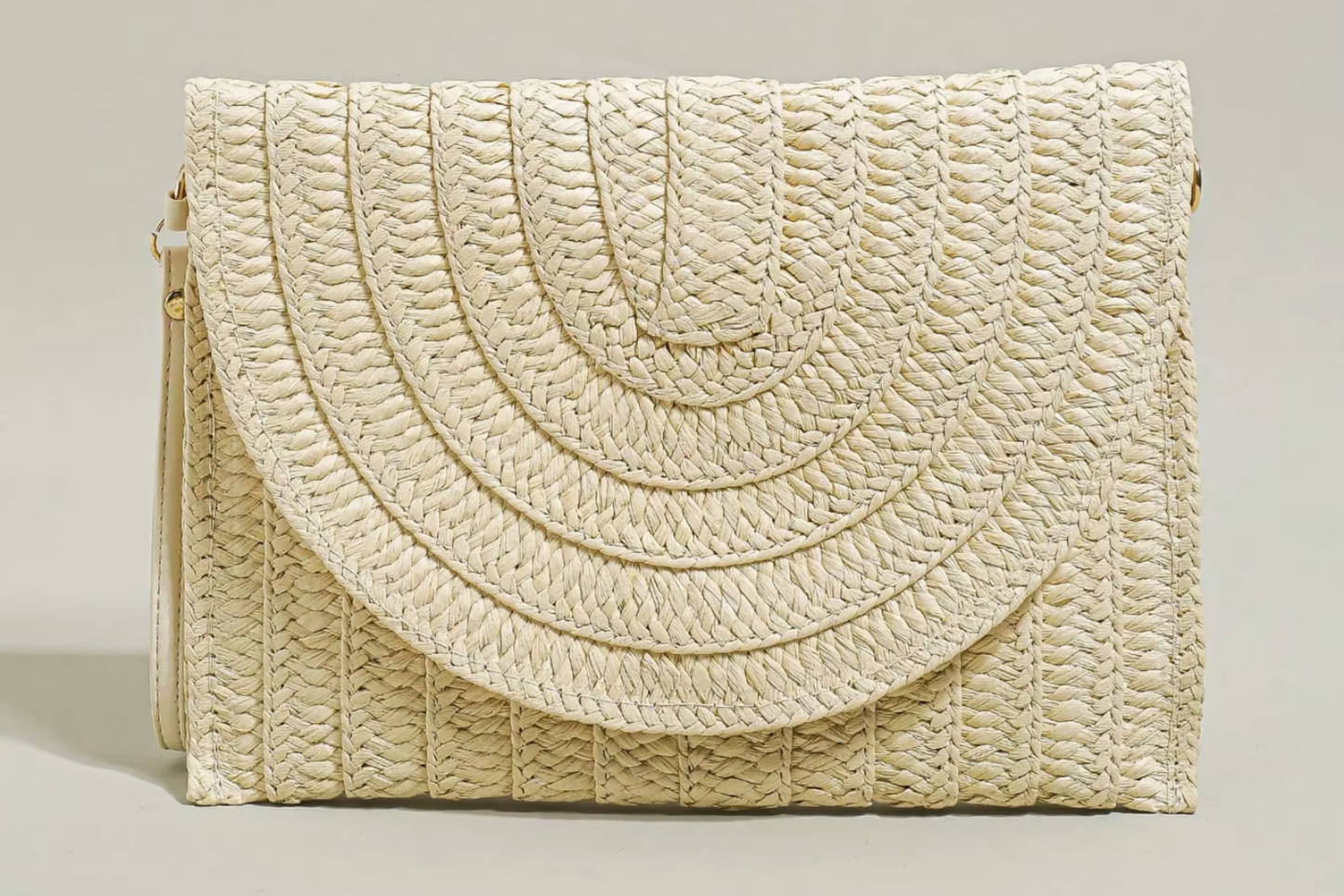 Stitch Detailed Straw Crossbody Bag