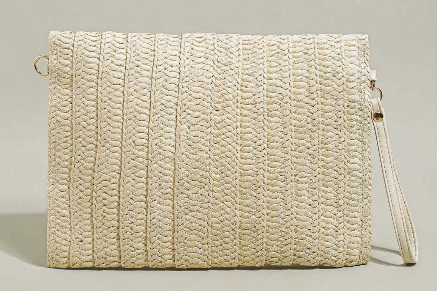Stitch Detailed Straw Crossbody Bag