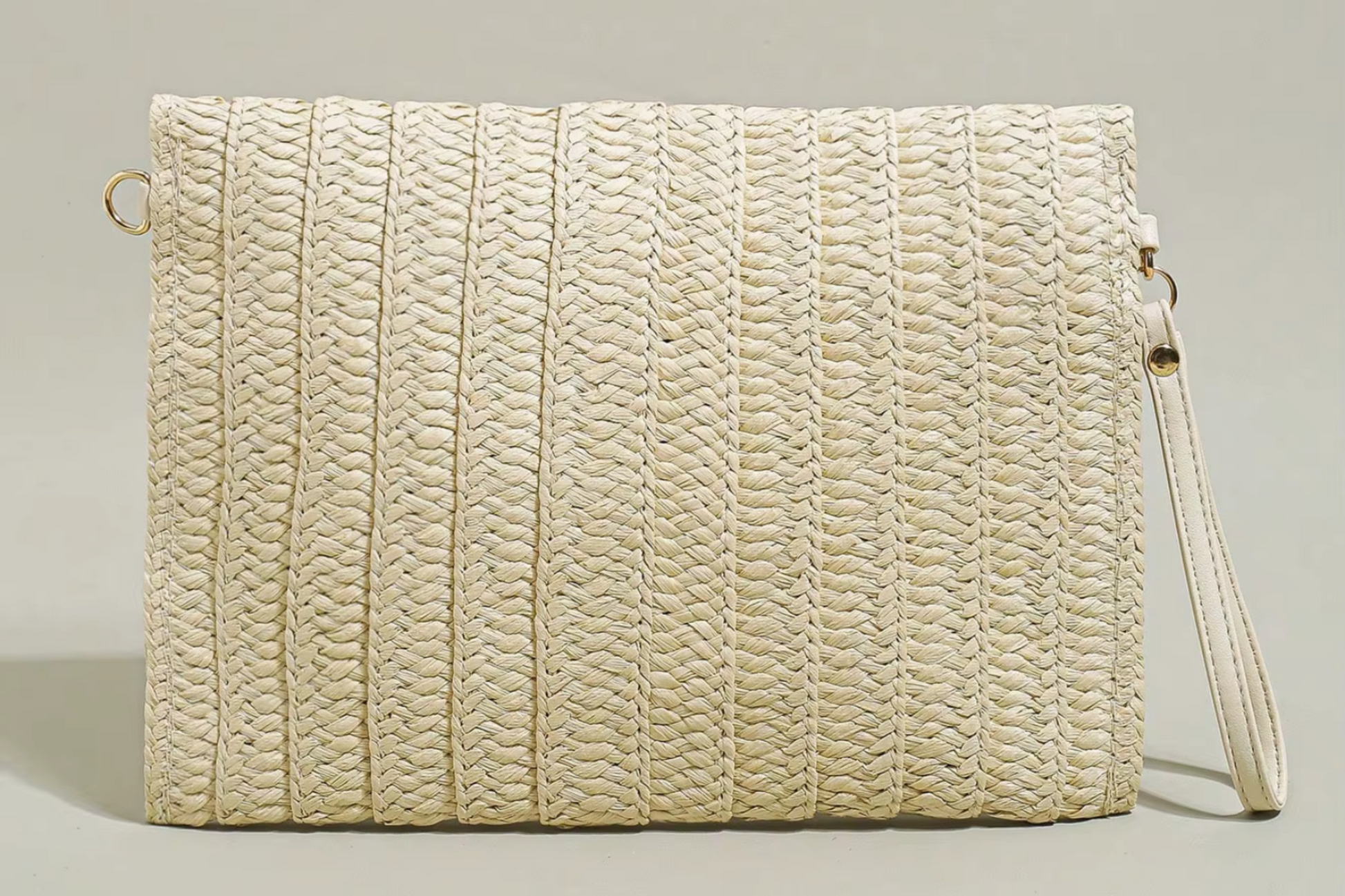 Stitch Detailed Straw Crossbody Bag