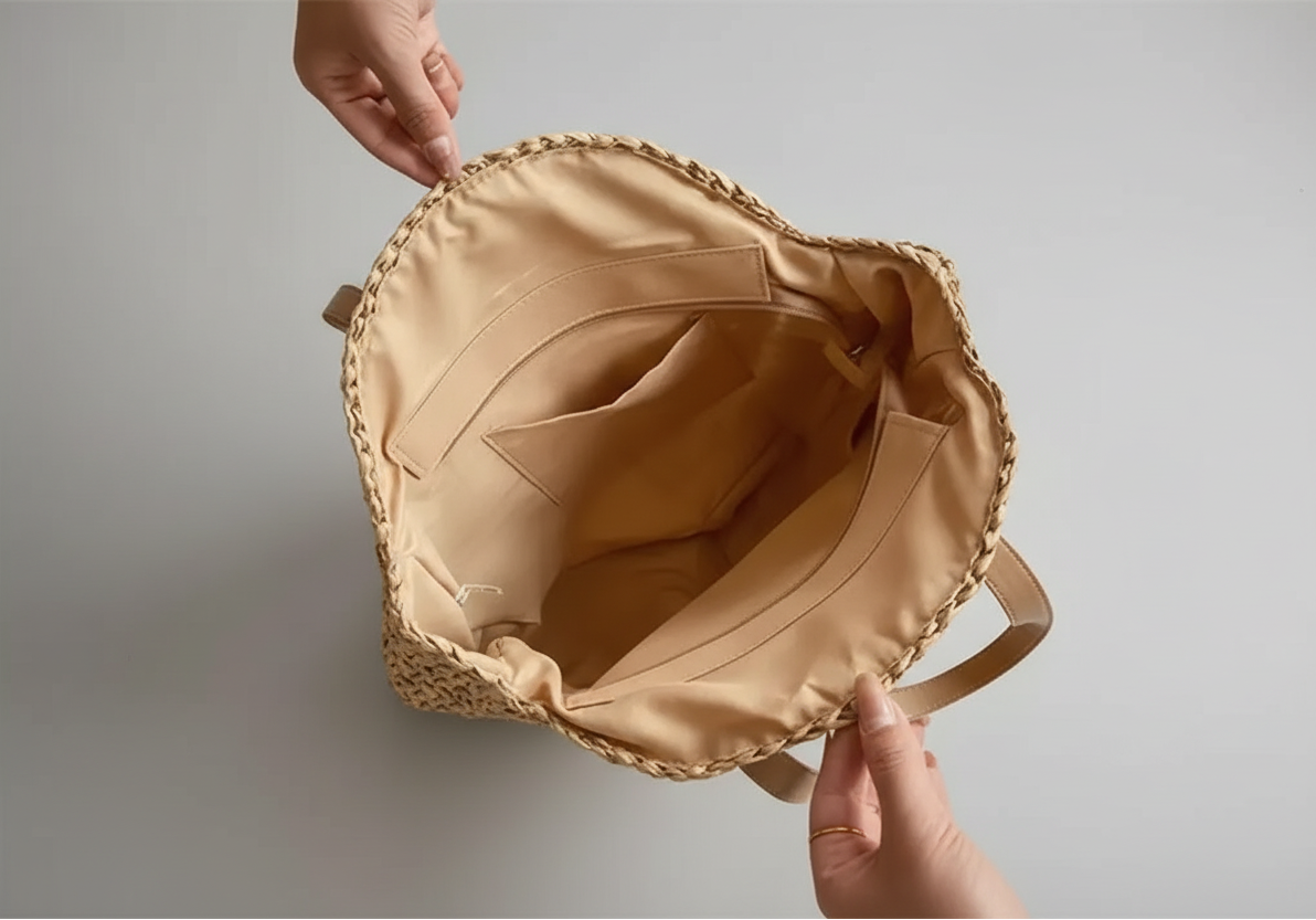 Straw Braided Round Ethnic Style Tote Bag