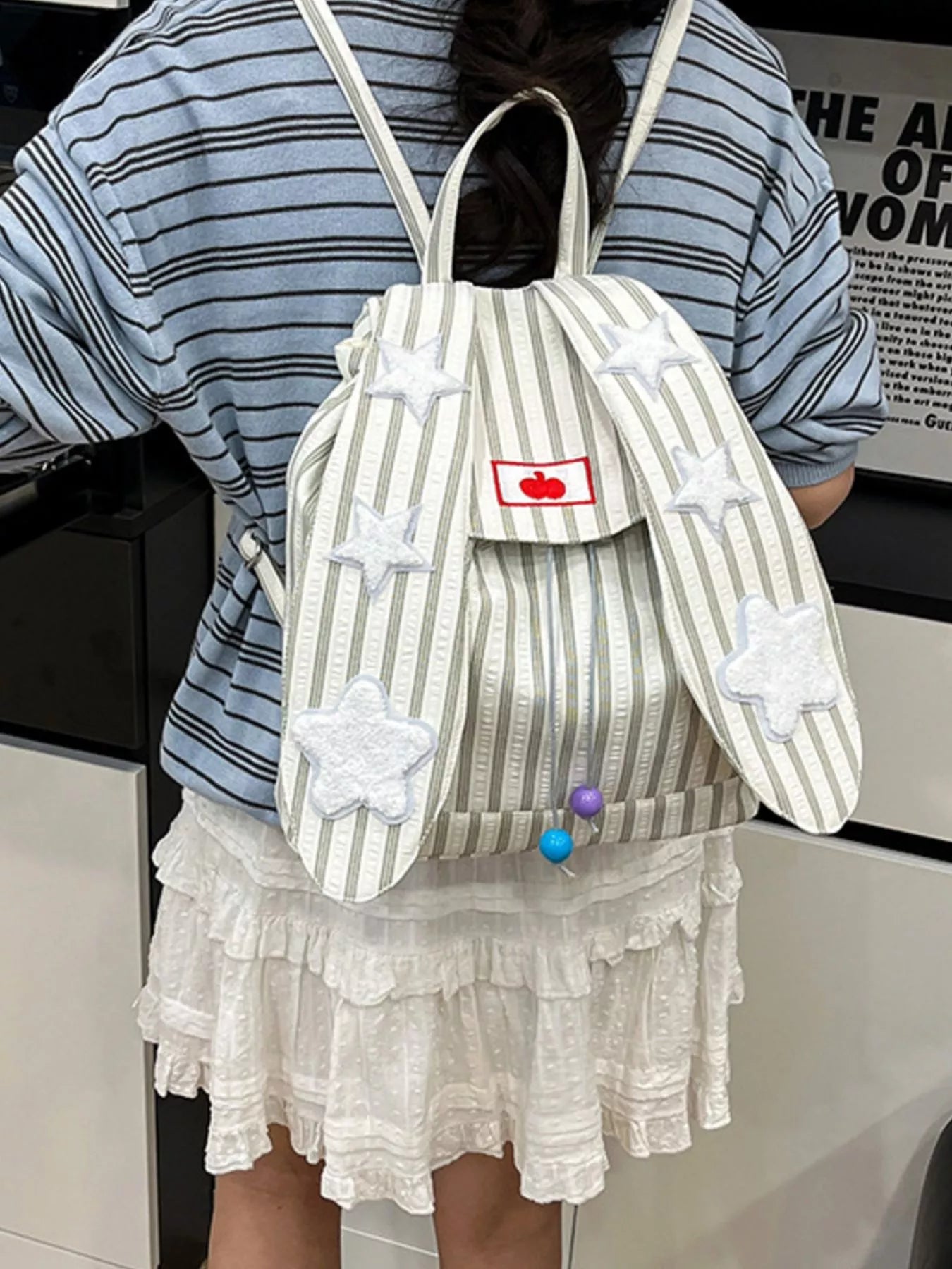 Striped Star Bunny Ear Backpack