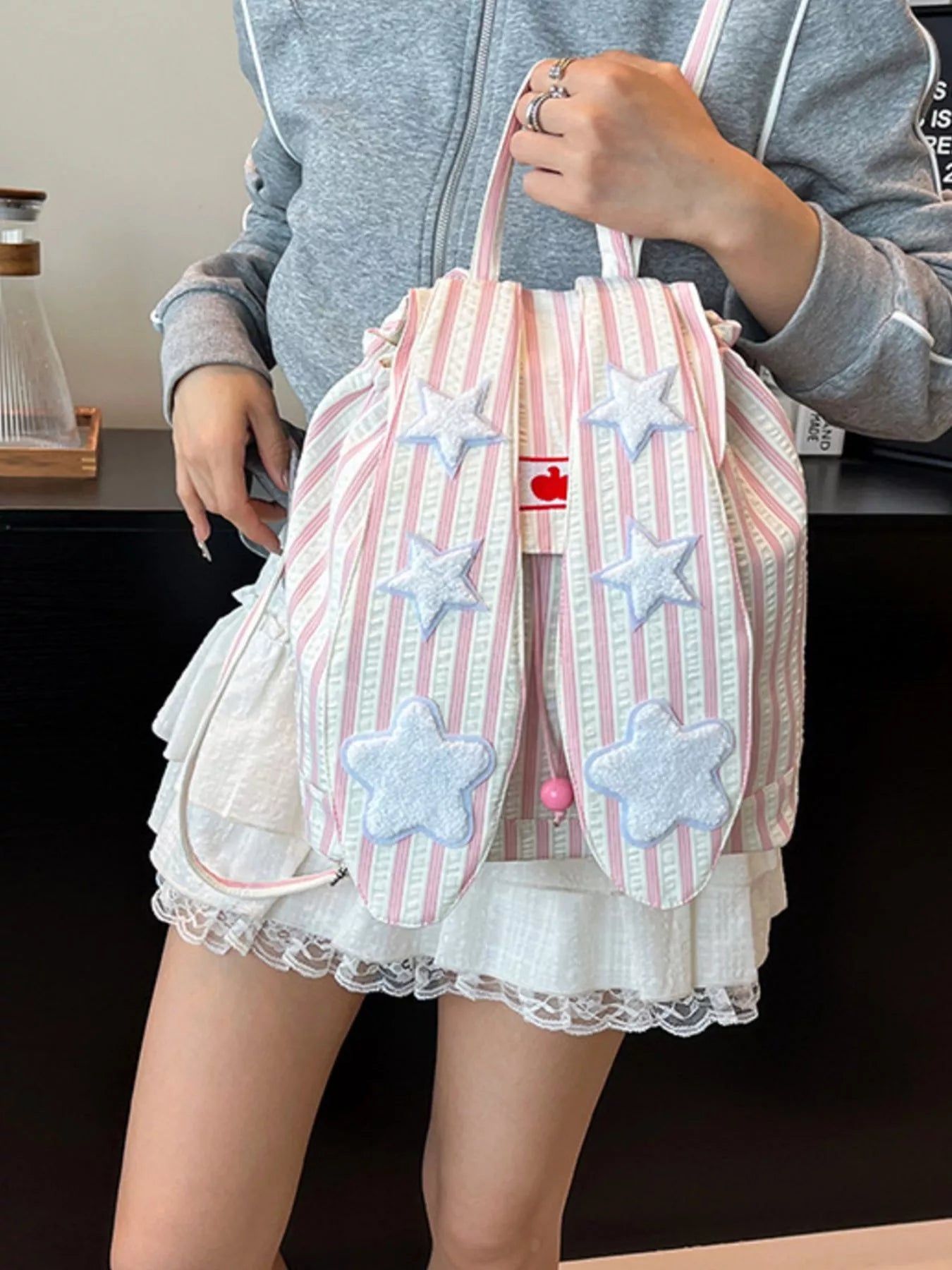 Striped Star Bunny Ear Backpack