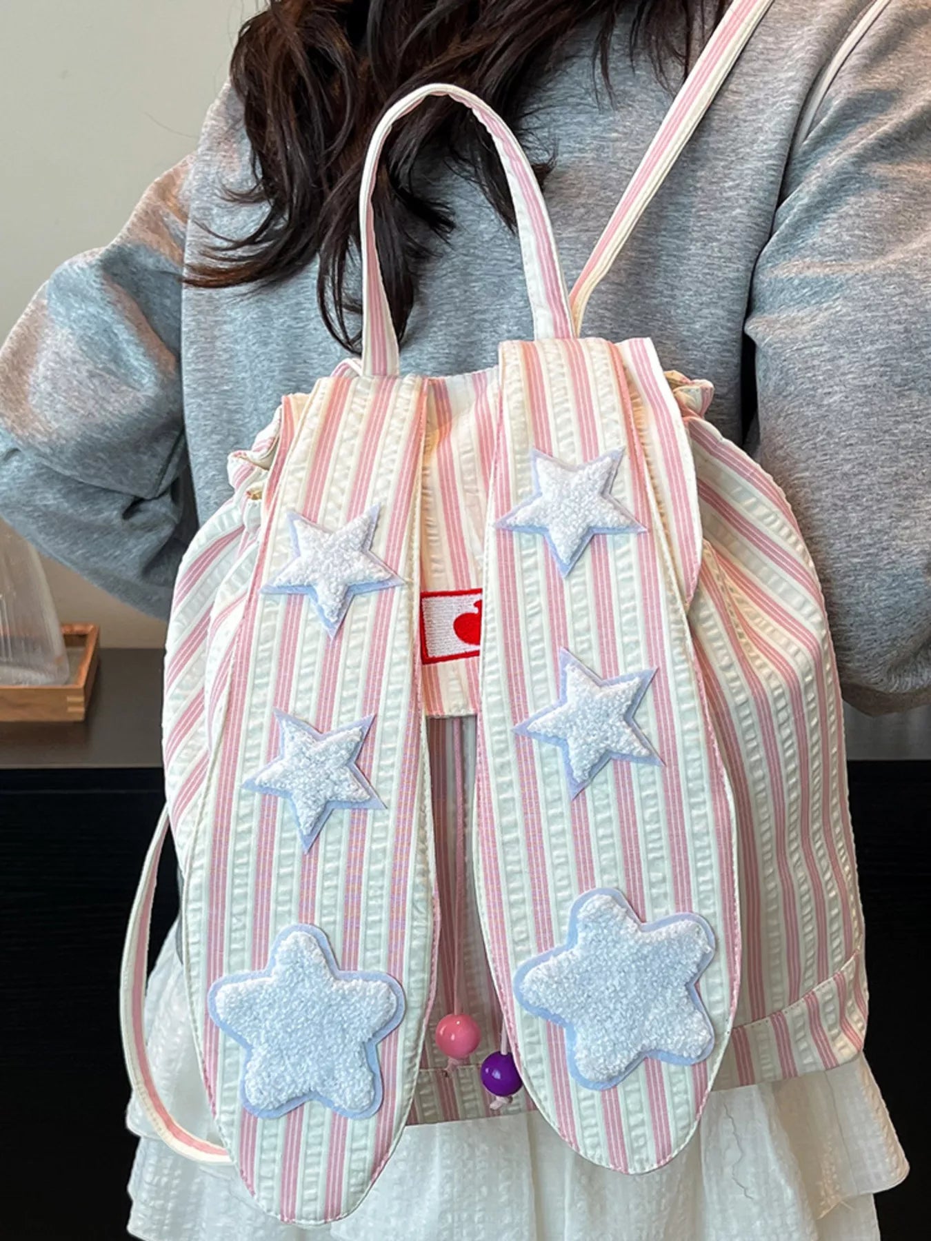 Striped Star Bunny Ear Backpack