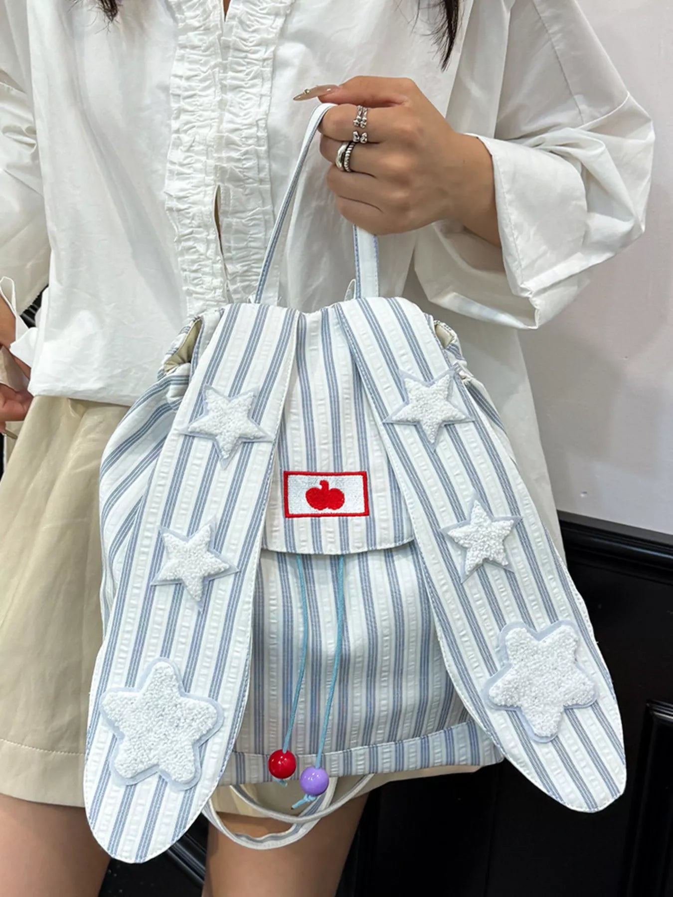 Striped Star Bunny Ear Backpack