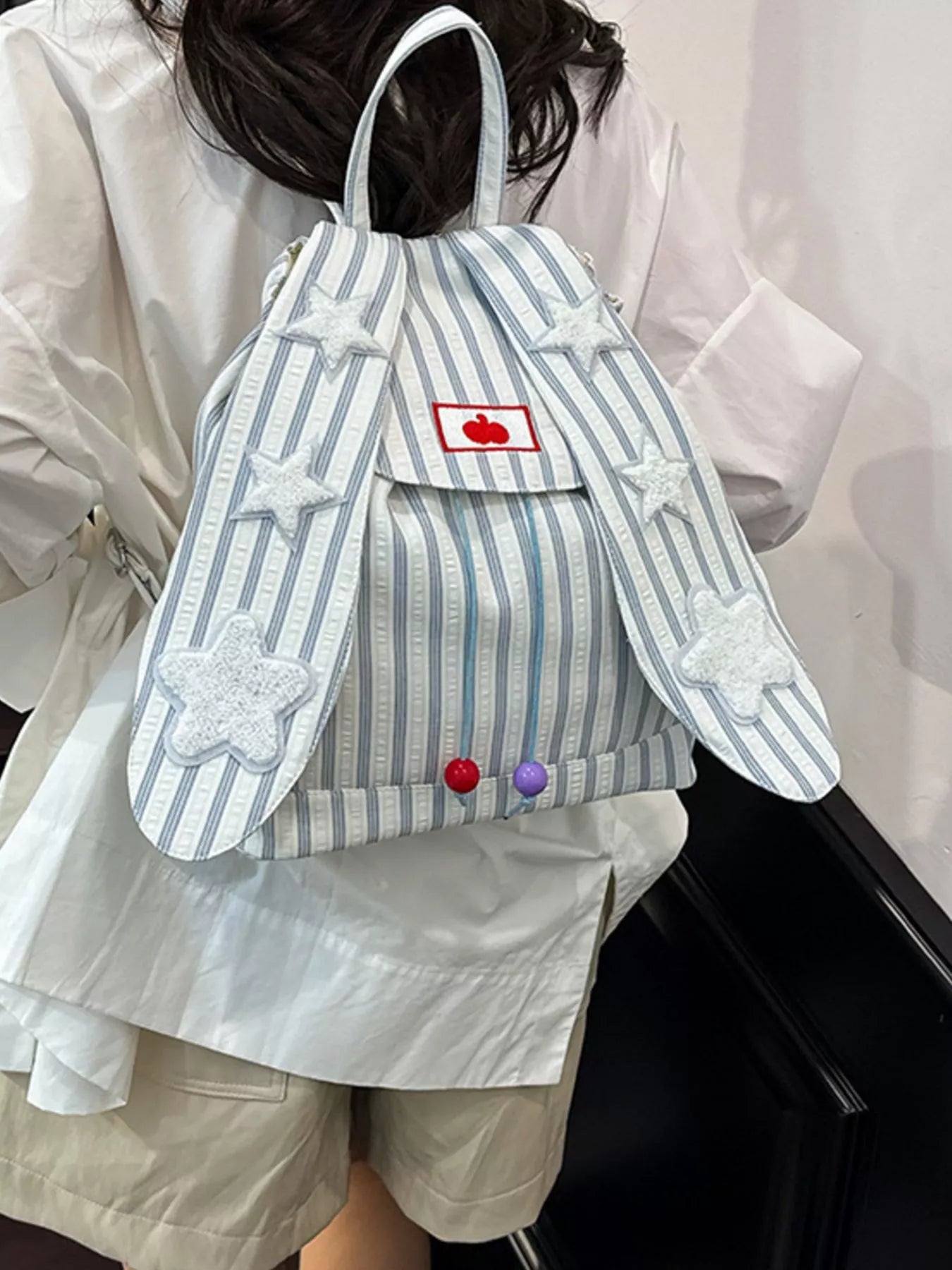 Striped Star Bunny Ear Backpack