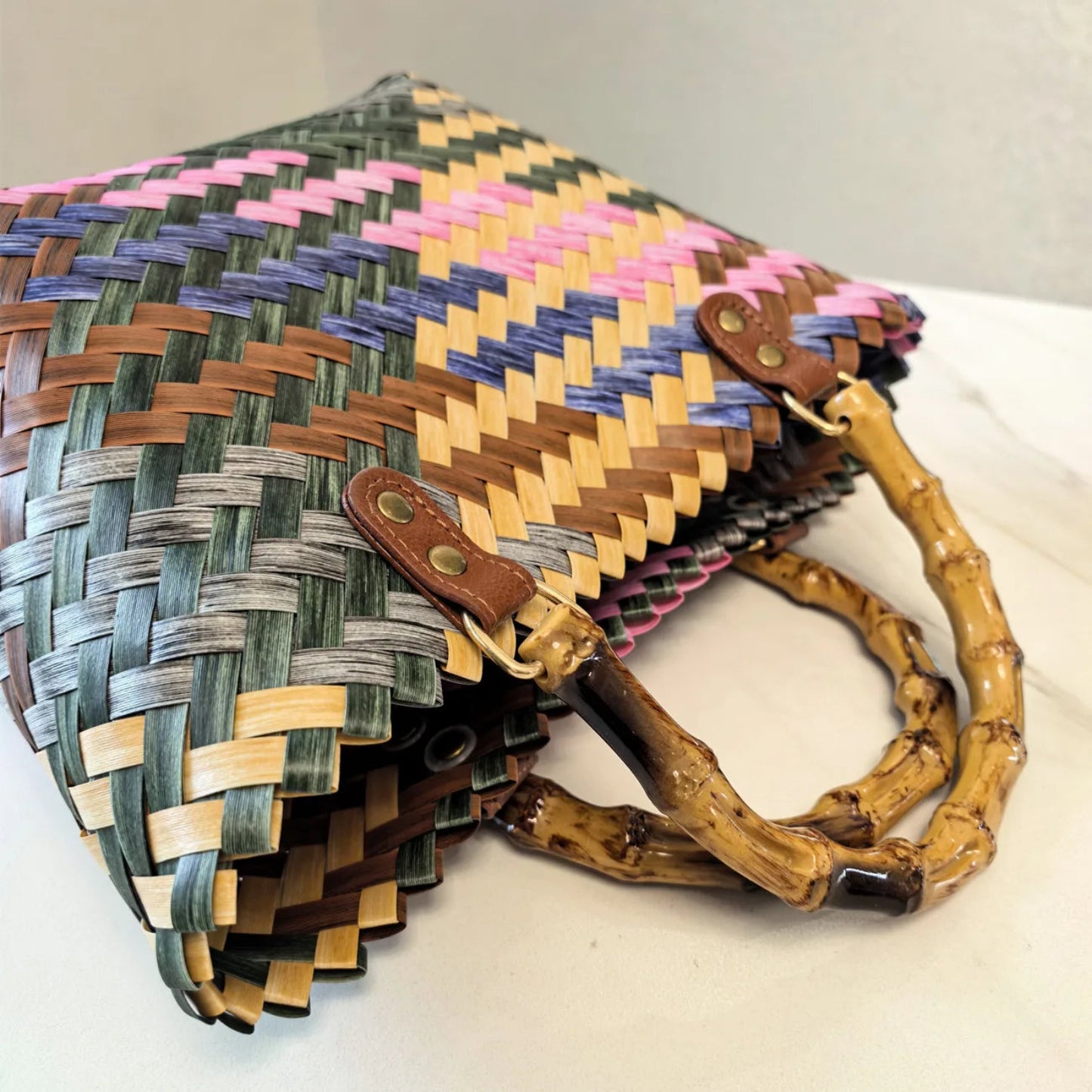 Striped Woven Beach Bag