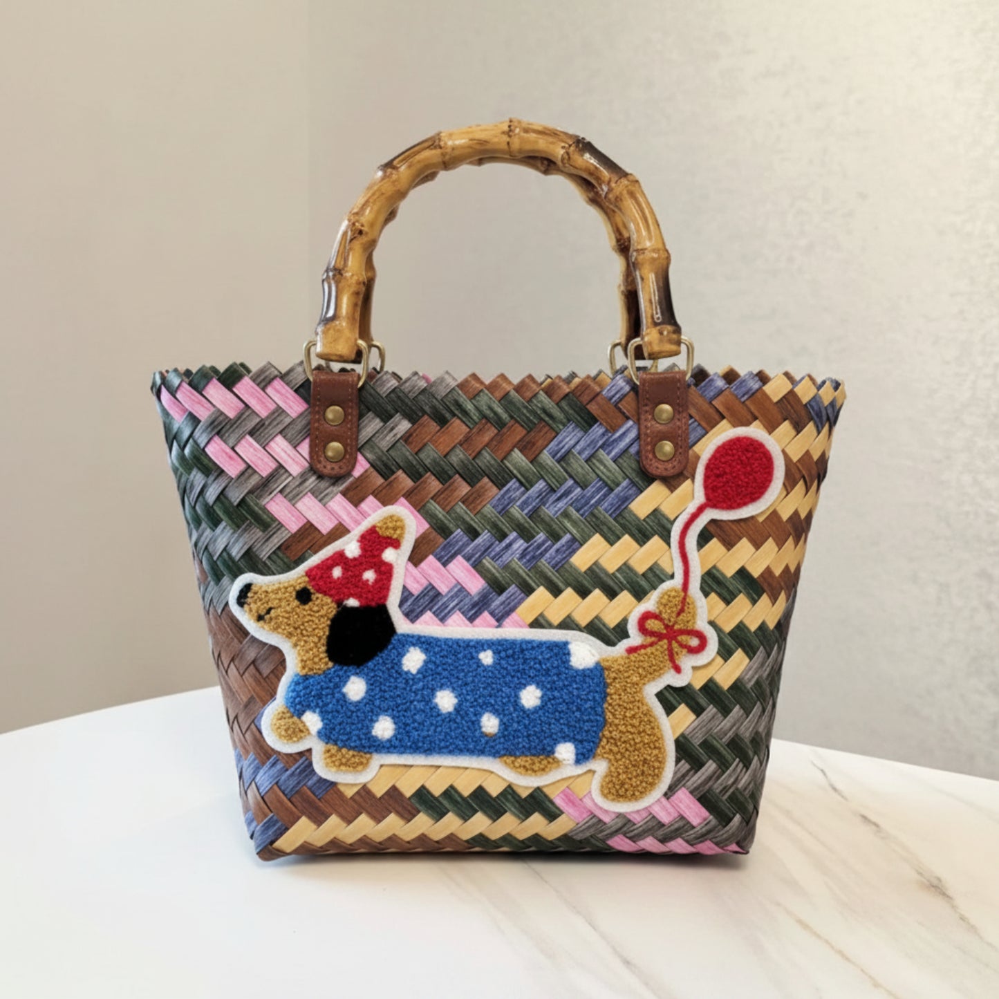 Striped Woven Beach Bag