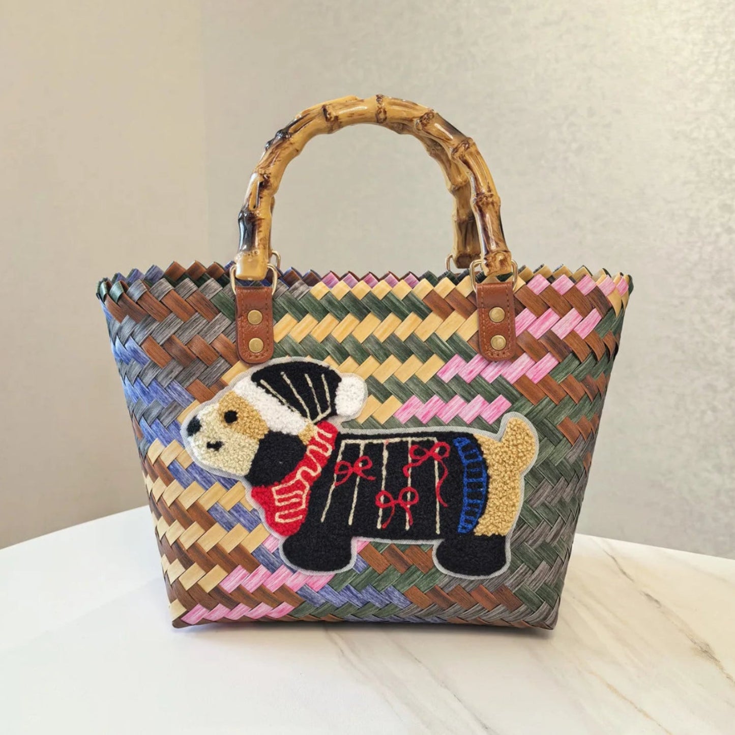 Striped Woven Beach Bag