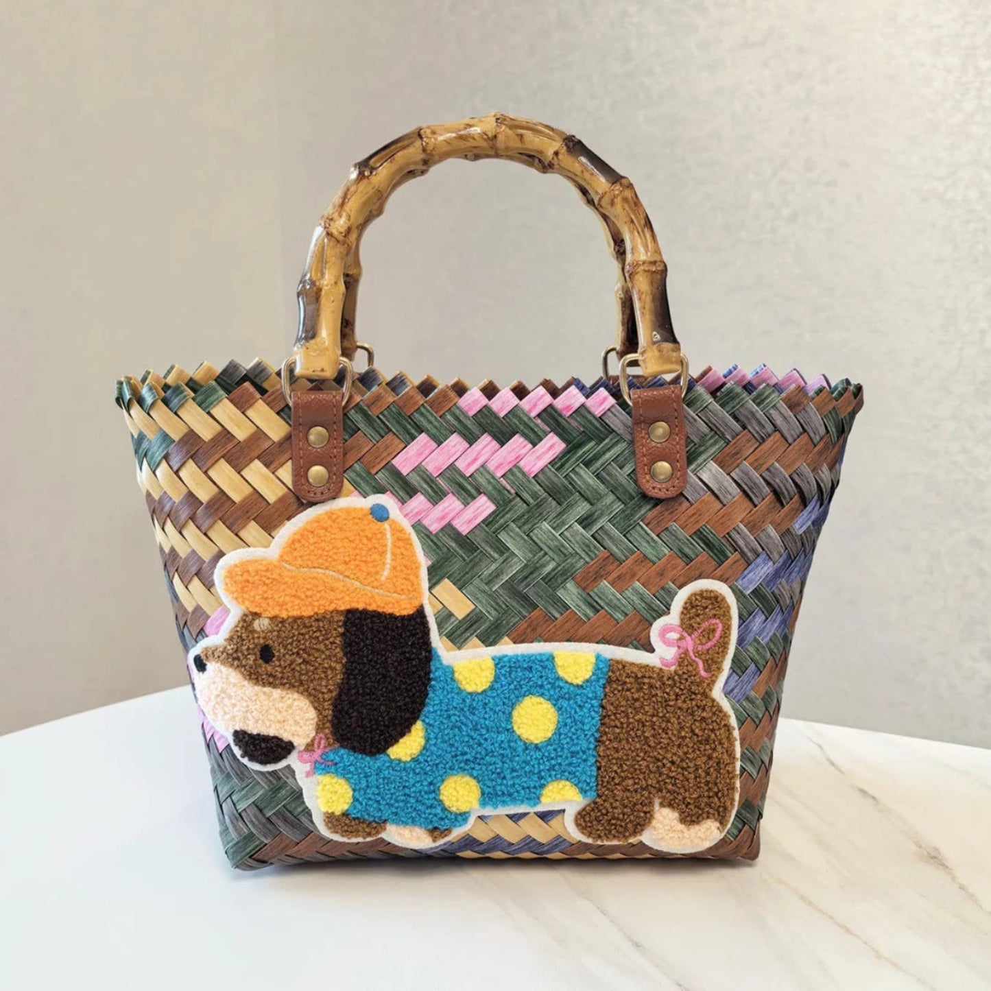 Striped Woven Beach Bag