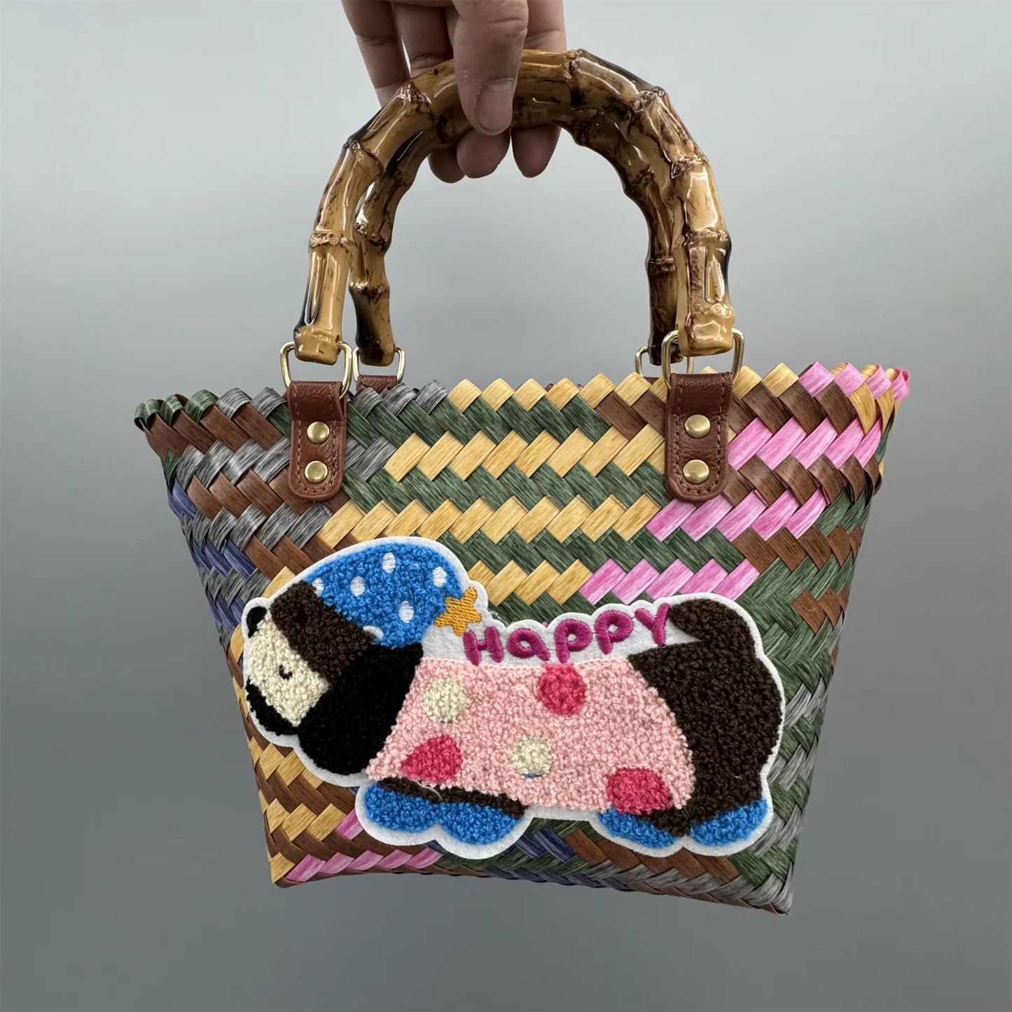 Striped Woven Beach Bag