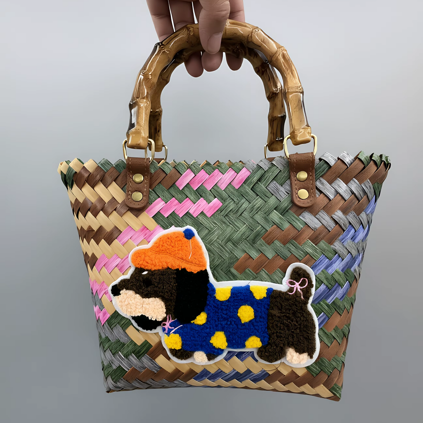 Striped Woven Beach Bag