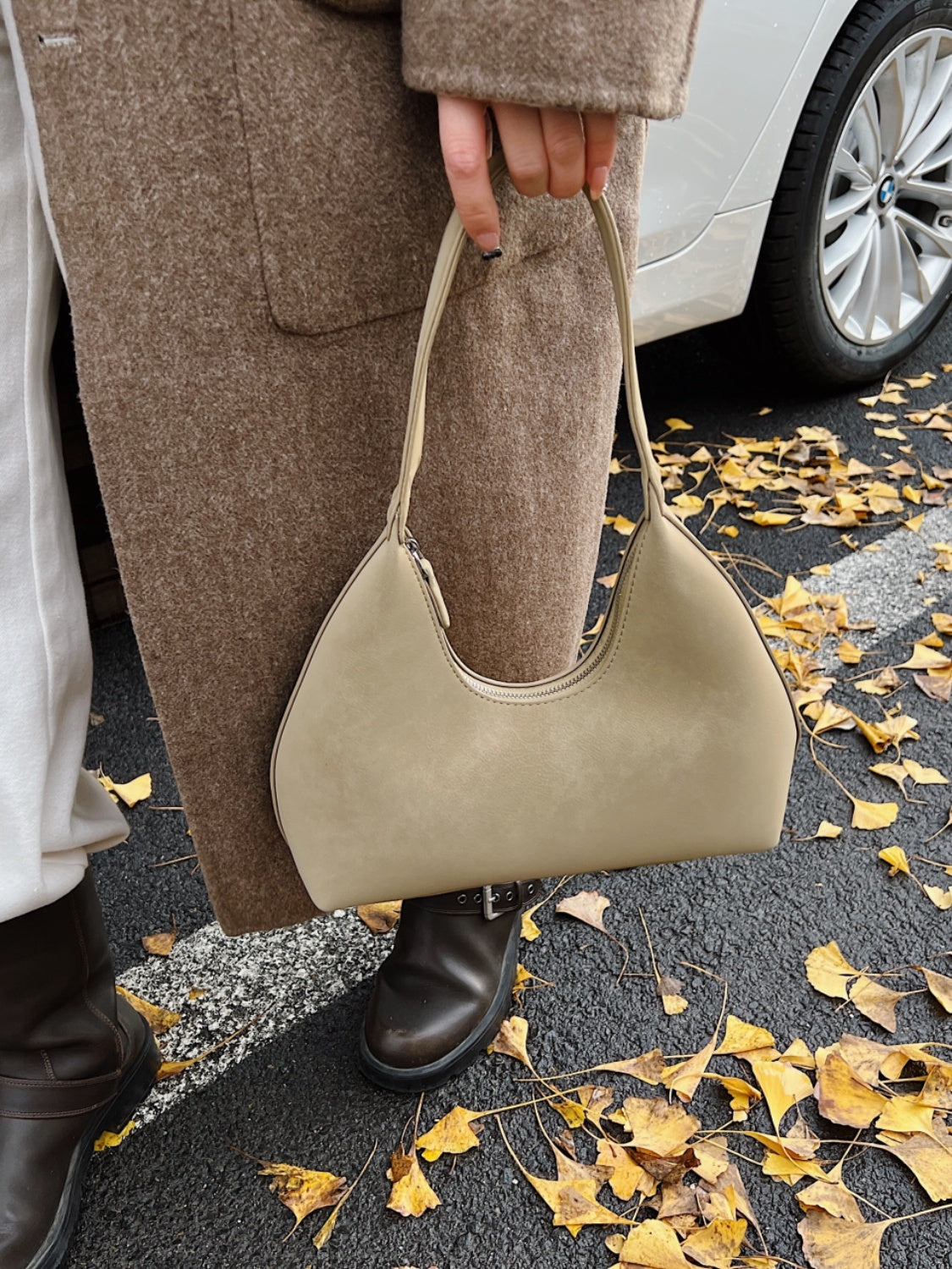 Suede Shoulder Bag with Zip | Lily Bloom