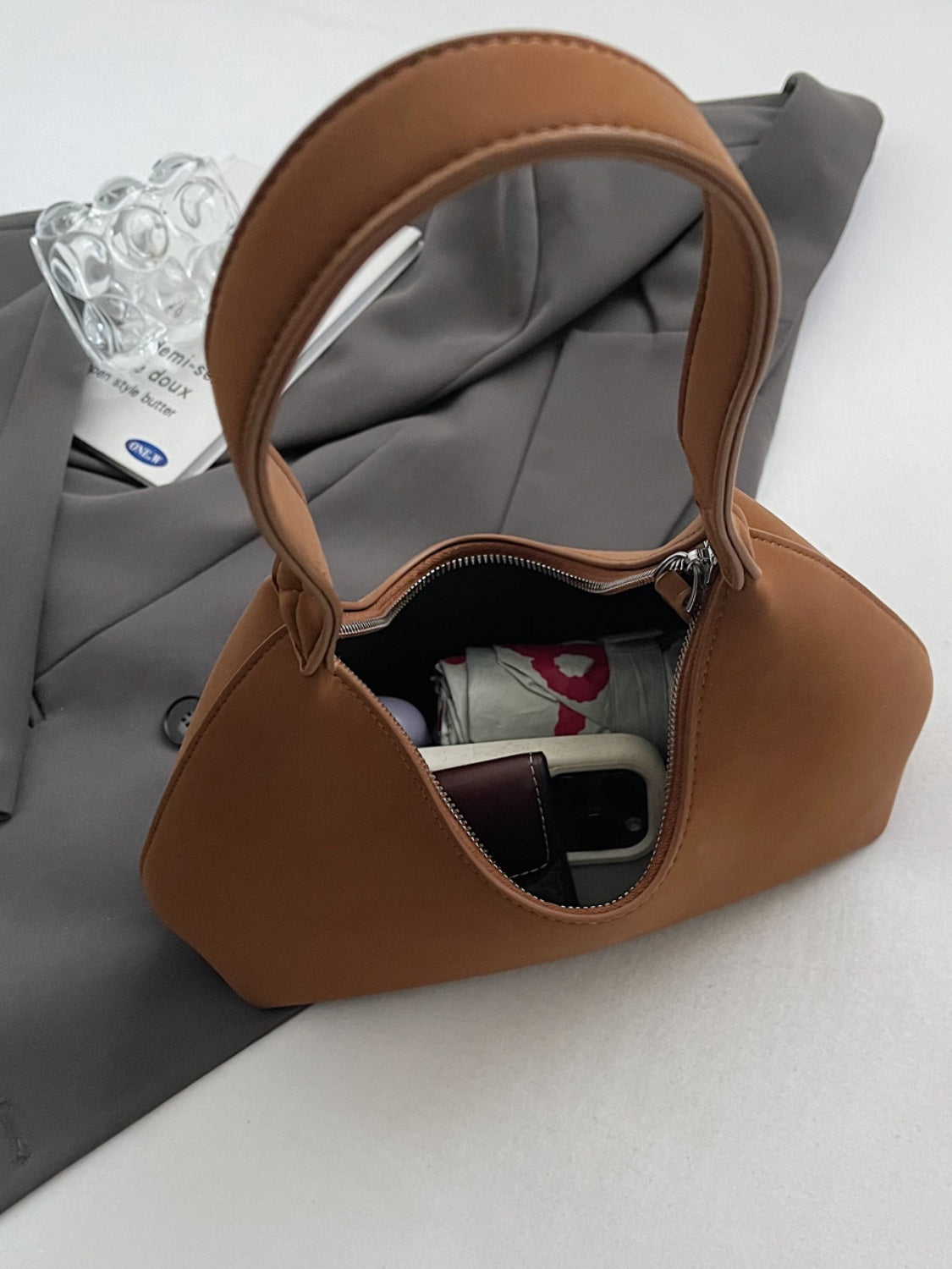 Suede Shoulder Bag with Zip | Lily Bloom