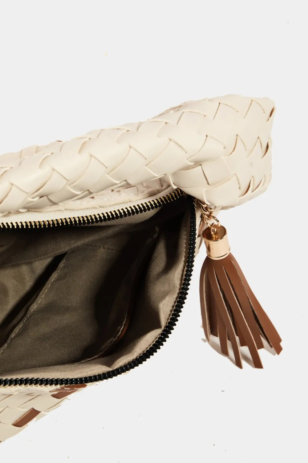 Tassel Detail Weave Semi Circle Bag | Lily Bloom