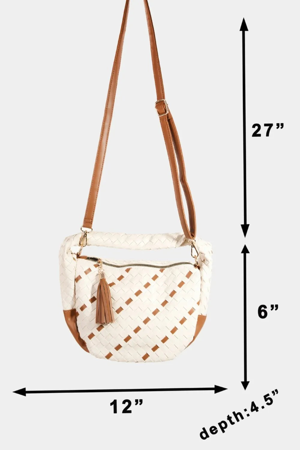 Tassel Detail Weave Semi Circle Bag | Lily Bloom