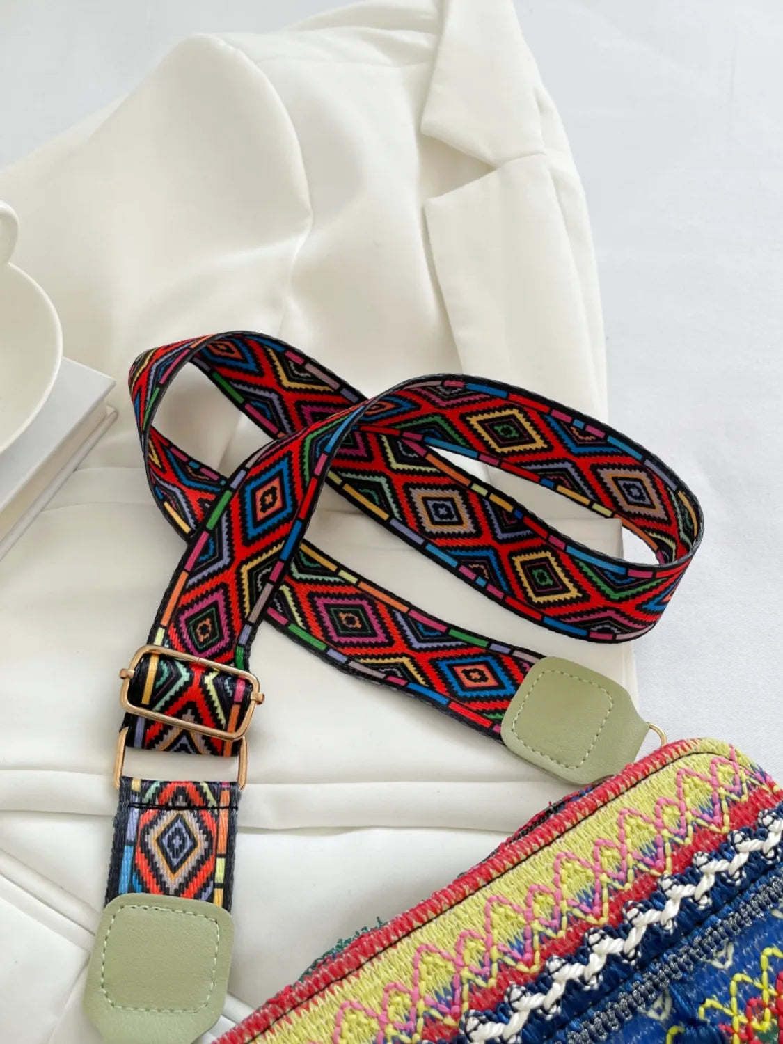 Bohemian Tassel Trim Crossbody Bag with Ethnic Pattern | Lily Bloom