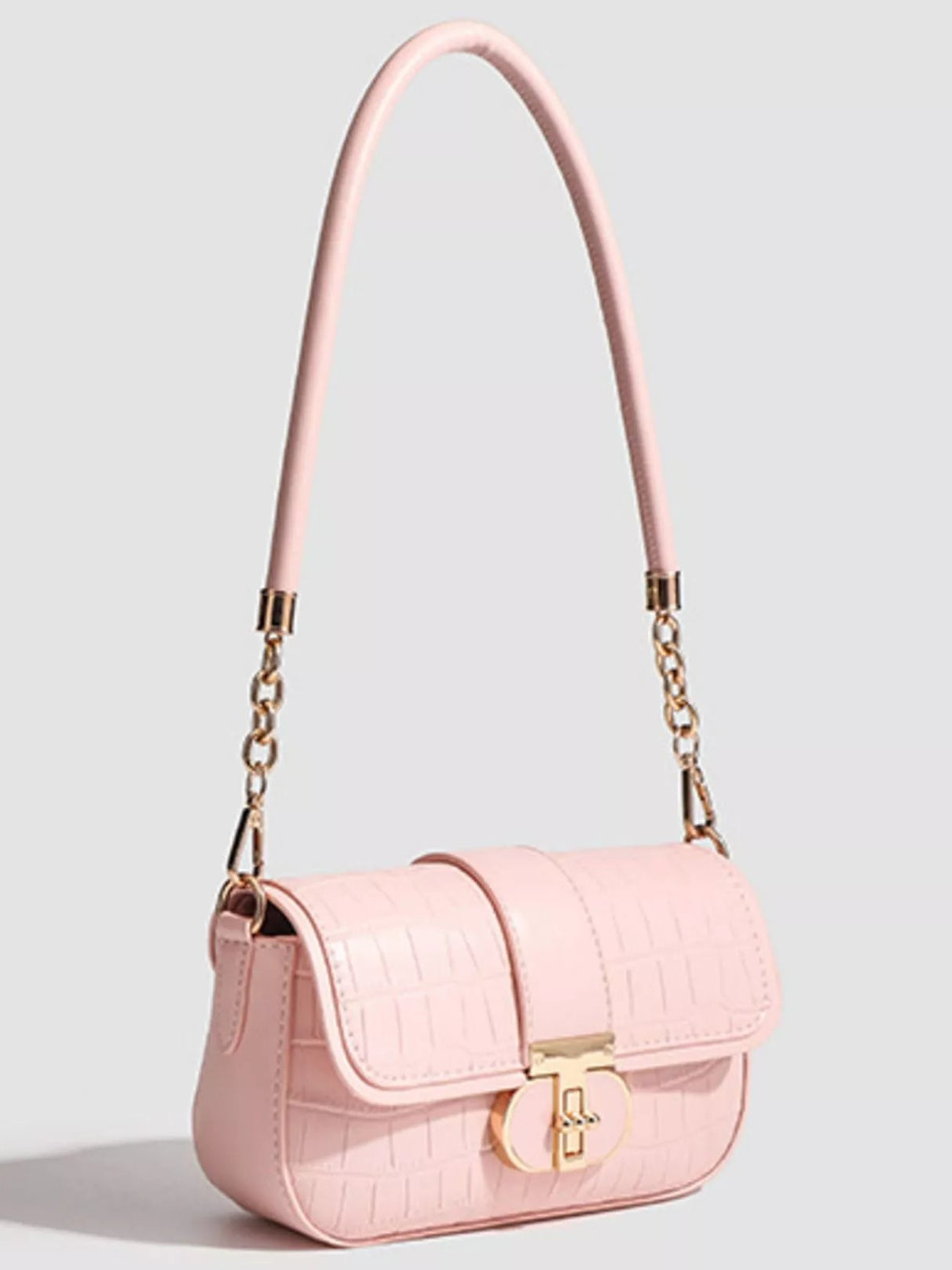 Textured Vegan Leather Flap Shoulder Bag