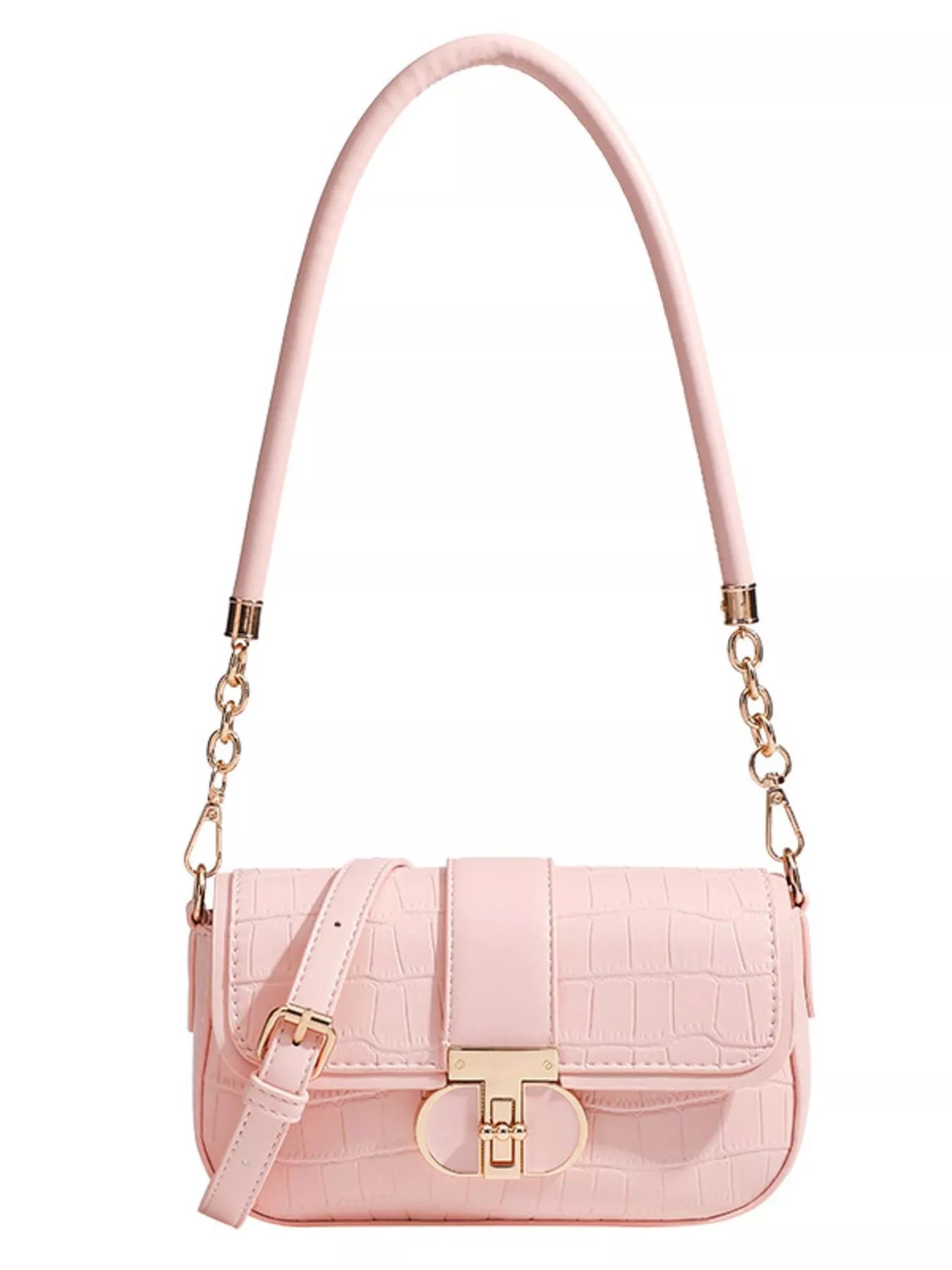 Textured Vegan Leather Flap Shoulder Bag