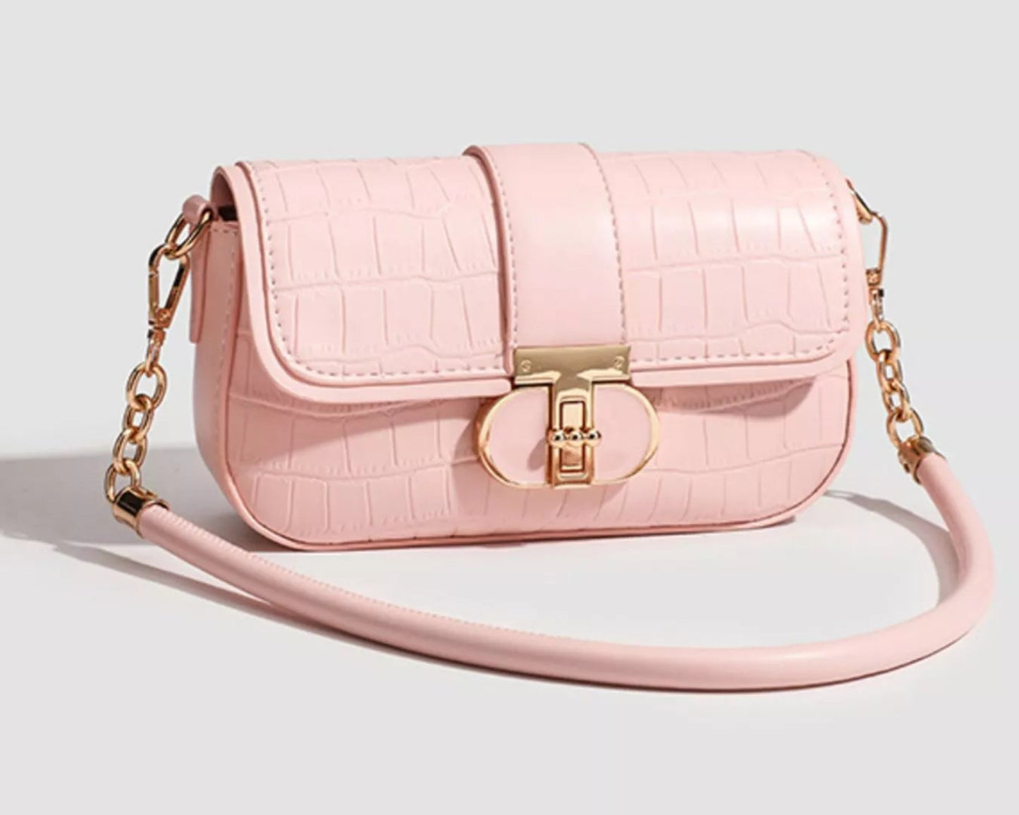 Textured Vegan Leather Flap Shoulder Bag